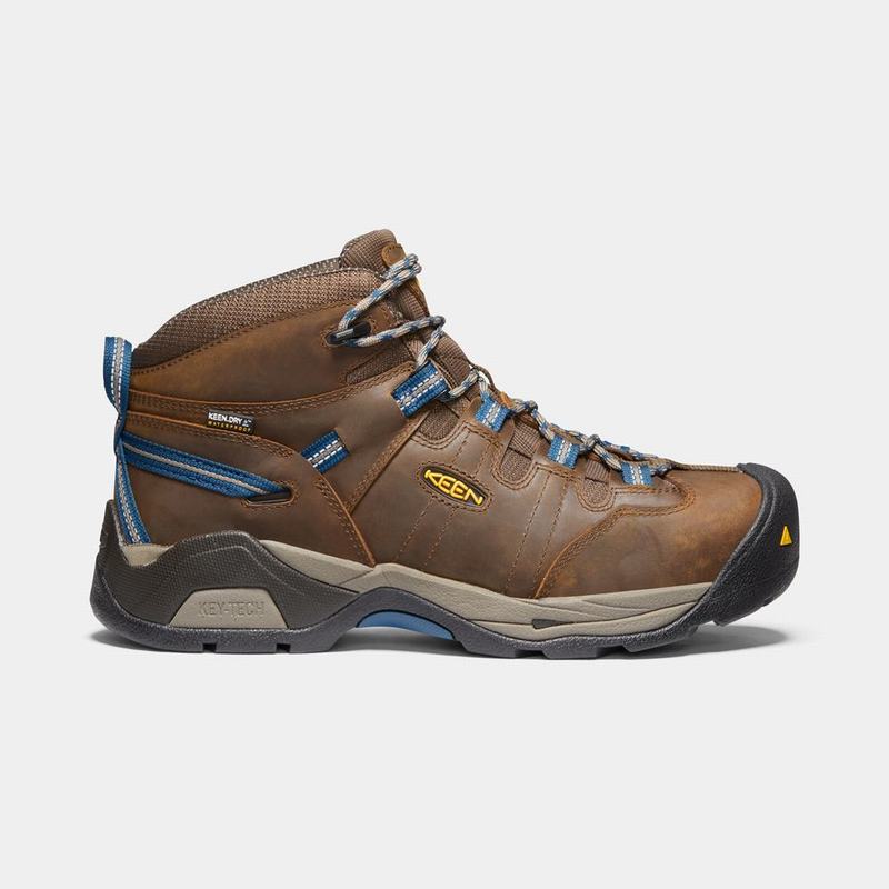 Botas De Trabajo Keen Detroit Xt Mid Waterproof Steel Toe Para Hombre Marrom/Azules - Botas Keen Mex